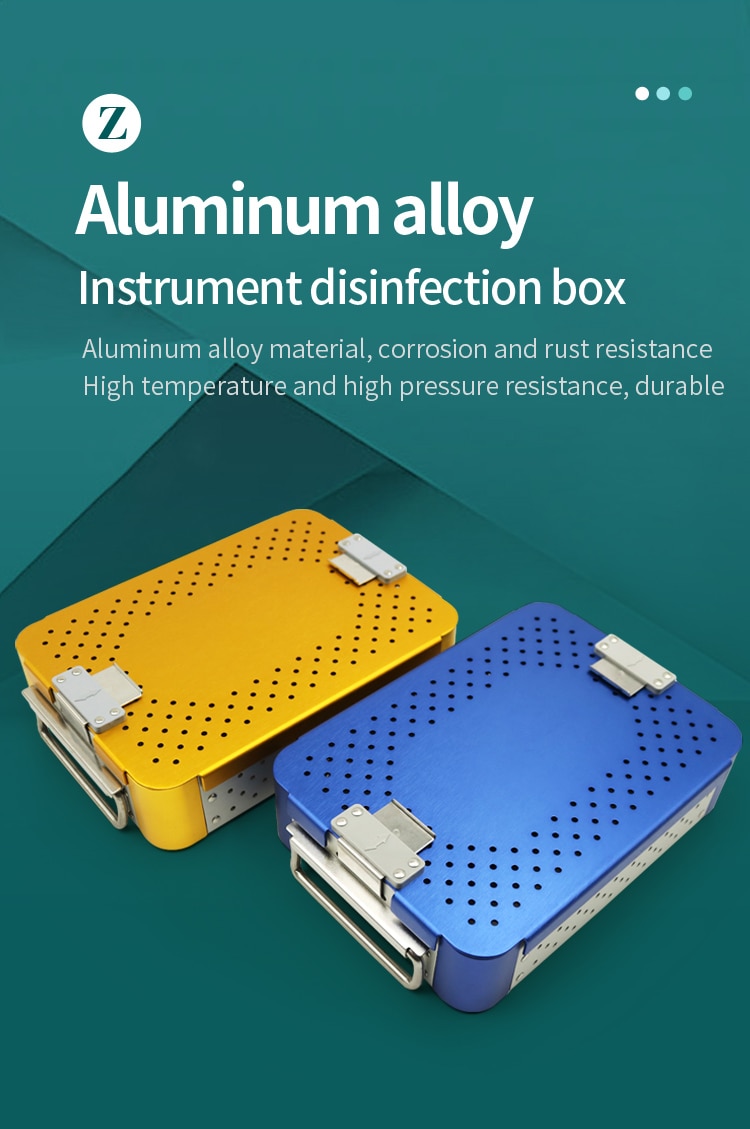 Kotak Sterilisasi untuk Instrumen Mikro Paduan Aluminium Suhu Tinggi dan Desinfeksi Tekanan Tinggi Medis Rumah Sakit