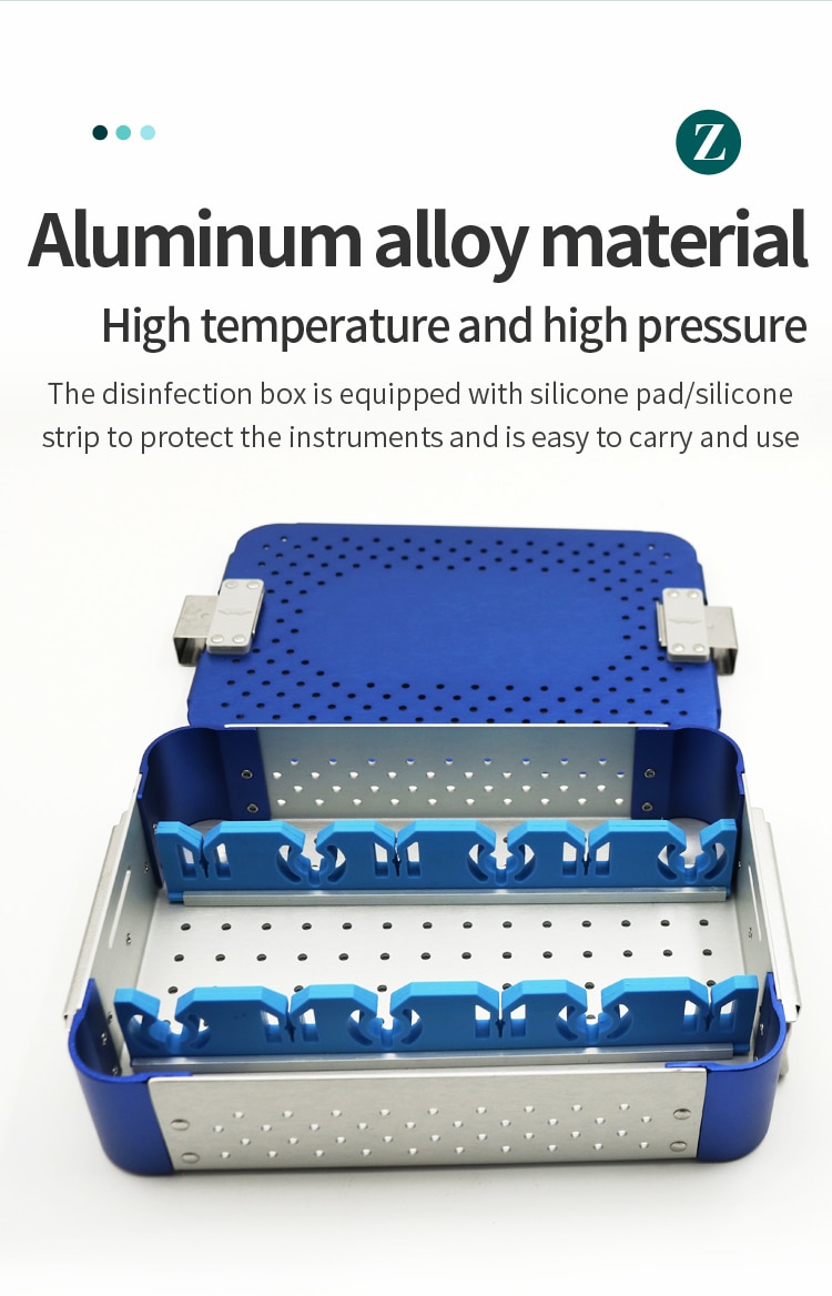 Kotak Sterilisasi untuk Instrumen Mikro Paduan Aluminium Suhu Tinggi dan Desinfeksi Tekanan Tinggi Medis Rumah Sakit